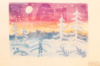 Картина М. Туровец (9 лет ) «Зимний вечер»